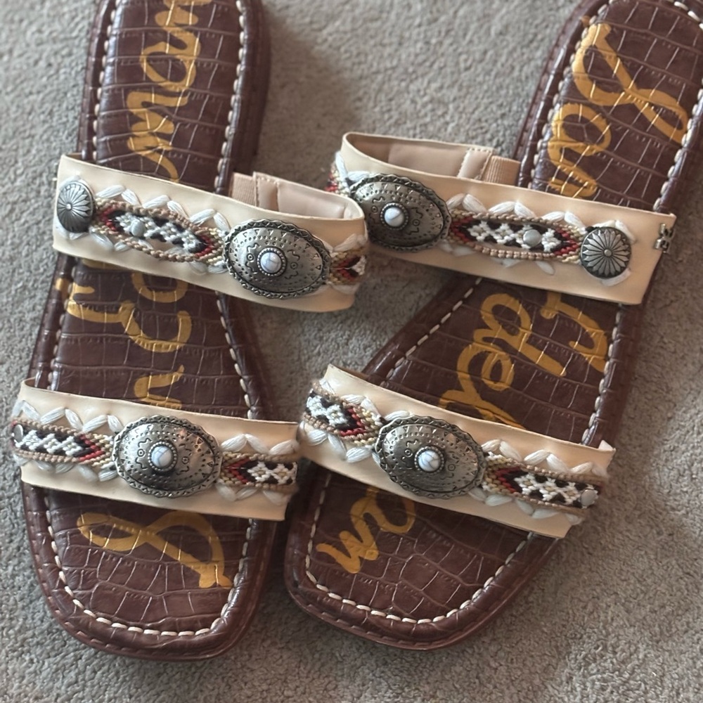 Sam Edelman Women's Cream and Brown Sandals - Picture 3 of 5